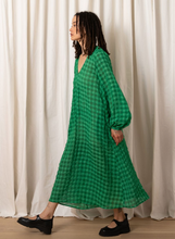 Load image into Gallery viewer, LONG SLEEVE V-NECK DRESS - Kelly Green Check
