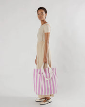Load image into Gallery viewer, Giant Pocket Tote - Pink Awning Stripe