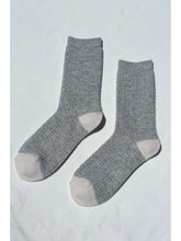 Load image into Gallery viewer, Wool Waffled Socks -   Stone / Cream