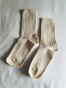 Her Socks - Mercerized Combed Cotton Rib - Porcelain