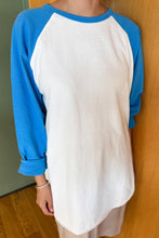 Load image into Gallery viewer, Le Bon Shoppe Heavy Cotton Raglan Tee - White/Blue