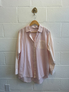 Vintage Pink and White Button Down