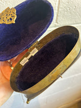 Load image into Gallery viewer, Antique 1930s Horn And Brass Pillow Purse With Purple Velvet Lining