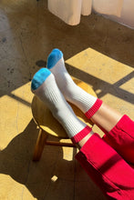 Load image into Gallery viewer, Le Bon Shoppe Color Block Girlfriend Socks  - Blue Red