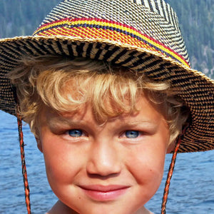 Assorted Short Brimmed Ghanaian Straw Hat with Leather Strap