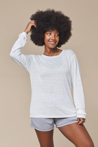 JUNGMAVEN Bishop 100% Hemp Long Sleeve Tee - WASHED WHITE