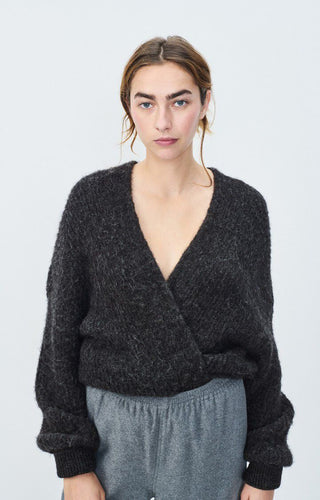 American Vintage - Women's cardigan East - MELANGE CHARCOAL