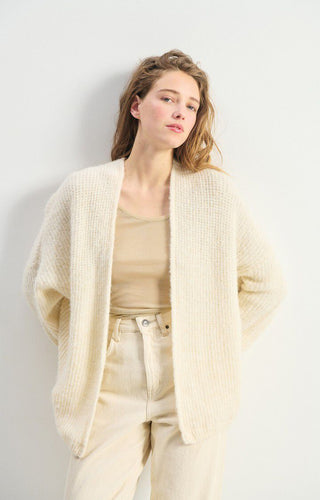 American Vintage - Women's cardigan East - MELANGE PEARL