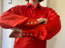 Load image into Gallery viewer, Vintage Red Satin Cauble Ranch Western Button Down
