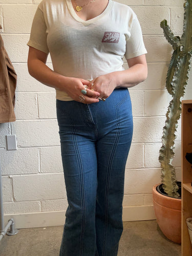 Vintage Super Shlitz  Worn V-Neck Tee