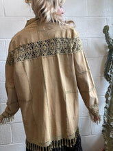 Load image into Gallery viewer, Vintage Suede Tan Crochet Jacket