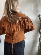 Load image into Gallery viewer, Vintage Suede Tan Fringe Jacket