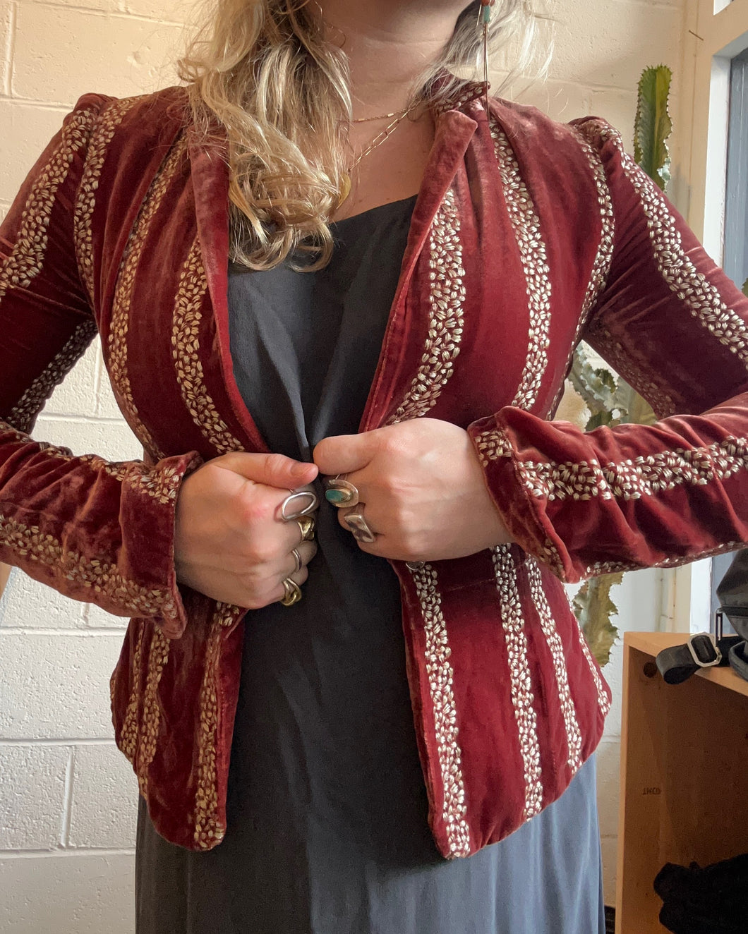 Vintage Velvet Cropped Jacket Blazer