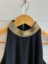 Load image into Gallery viewer, Vintage Black and Gold Collar Evan Piccone Evening Dress