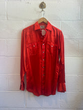 Load image into Gallery viewer, Vintage Red Satin Cauble Ranch Western Button Down