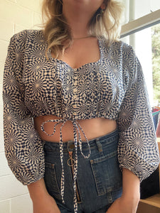 Pre-Loved Cotton Print Crop Top