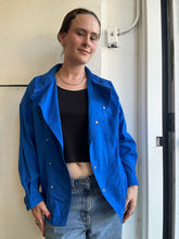 Load image into Gallery viewer, Vintage Bright Blue Shirt Jacket