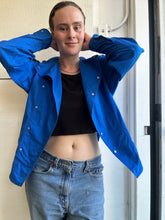 Load image into Gallery viewer, Vintage Bright Blue Shirt Jacket