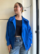 Load image into Gallery viewer, Vintage Bright Blue Shirt Jacket