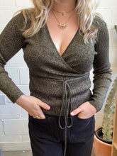 Load image into Gallery viewer, Vintage Black and Gold Sparkly Top