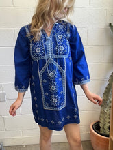 Load image into Gallery viewer, Vintage Blue Embroidered Dress