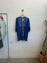 Load image into Gallery viewer, Vintage Blue Embroidered Dress
