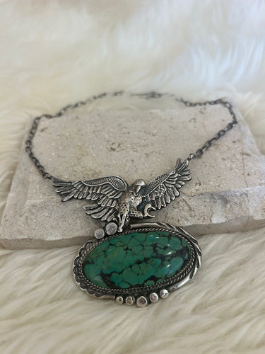 Vintage Navajo Silver Eagle Necklace