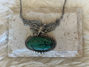 Vintage Navajo Silver Eagle Necklace