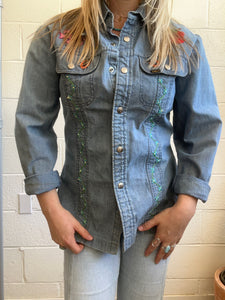 Vintage Lee Embroidered Denim Button Down