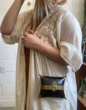 Load image into Gallery viewer, Antique 1930s Horn And Brass Pillow Purse With Purple Velvet Lining