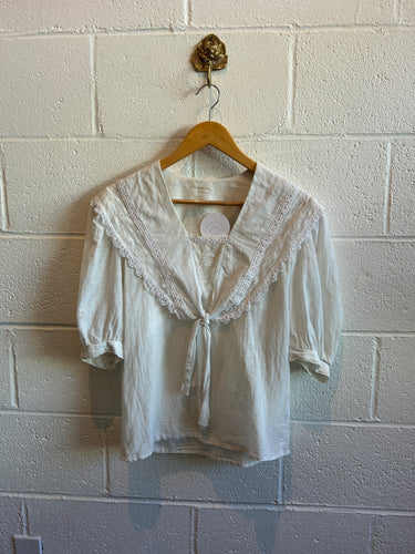 Vintage White Lace Tie Top