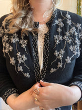 Load image into Gallery viewer, Vintage Beaded Black Cardigan