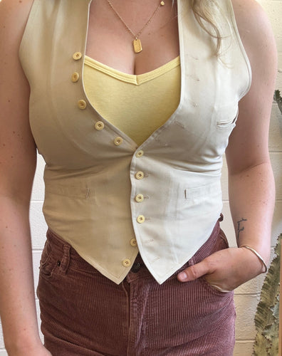 Vintage RALPH by Ralph Lauren Raw Silk Cream Vest