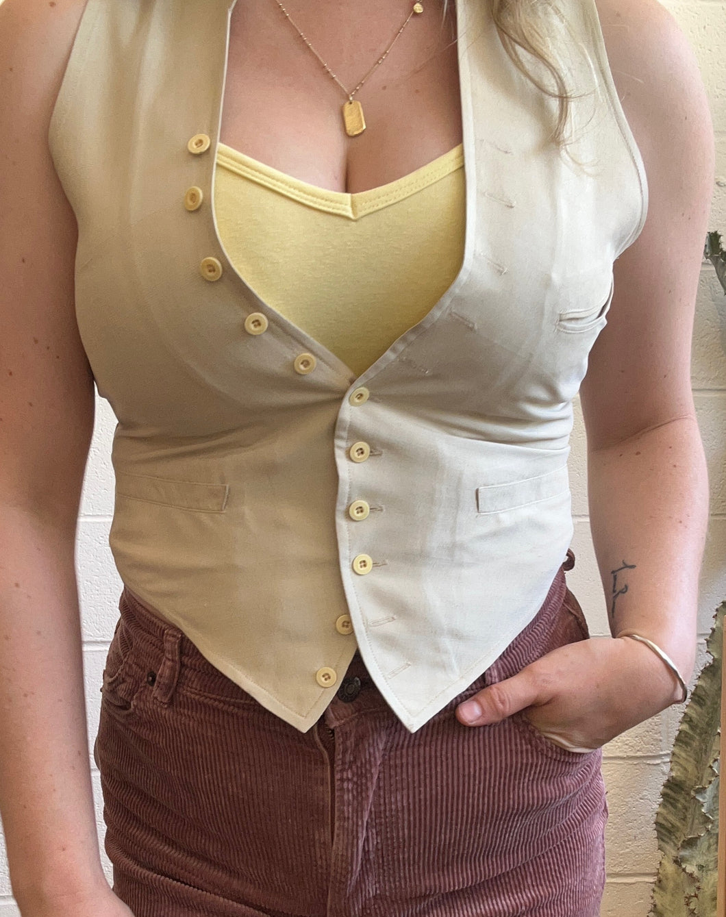 Vintage RALPH by Ralph Lauren Raw Silk Cream Vest