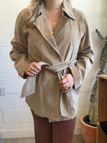 Vintage Suede Tan Wrap Jacket