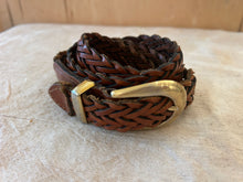 Load image into Gallery viewer, Vintage Brown Leather Braided Belt.