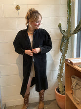 Load image into Gallery viewer, Vintage Long Black Suede Jacket