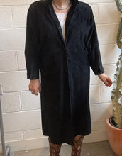Load image into Gallery viewer, Vintage Long Black Suede Jacket