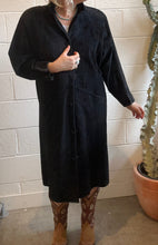 Load image into Gallery viewer, Vintage Long Black Suede Jacket