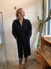 Load image into Gallery viewer, Vintage Long Black Suede Jacket