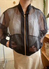 Load image into Gallery viewer, Vintage Sheer Black Bomber Jacket