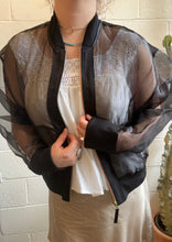 Load image into Gallery viewer, Vintage Sheer Black Bomber Jacket