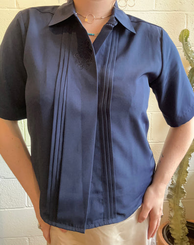 Vintage Navy Blouse
