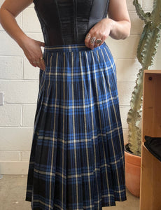 Vintage Navy Plaid Skirt