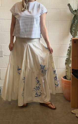 Vintage Cream Embroidered Skirt