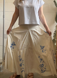 Vintage Cream Embroidered Skirt