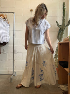 Vintage Cream Embroidered Skirt
