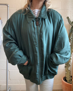 Vintage Silk Teal Bomber