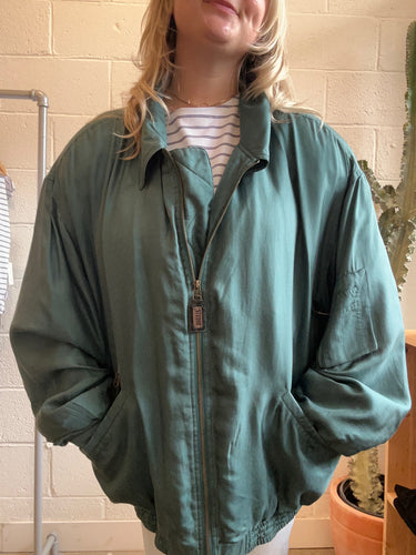 Vintage Silk Teal Bomber