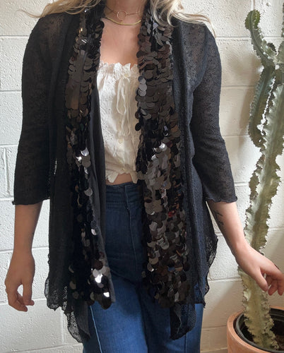 Vintage Black Sequined Sweater